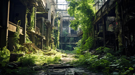 a building with trees and plants around itの素材