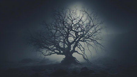 a tree in a dark placeの素材