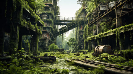 a video game of a train track and a bridgeの素材