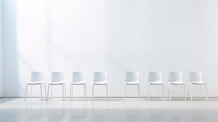 a row of white chairsの素材