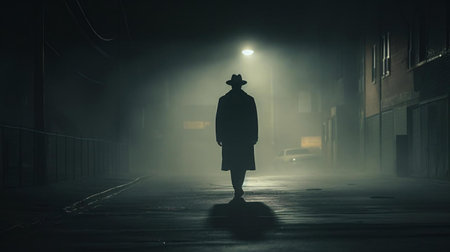 a person walking in the darkの素材