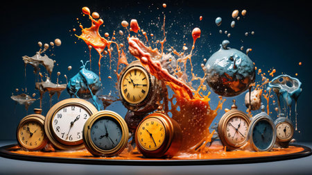 a collection of clocks and a globeの素材