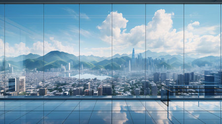 a view of a city from a windowの素材