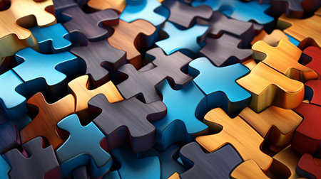 Photography of a series of interconnected puzzleの素材
