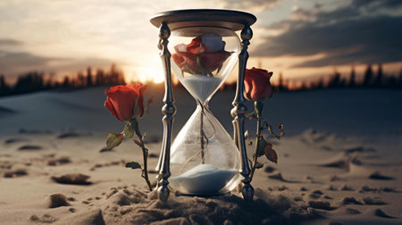 a glass with a rose in itの素材