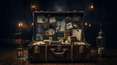 a couple of suitcases with tags on themの素材