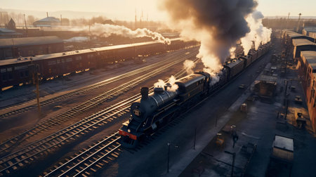 a train on the railway tracksの素材