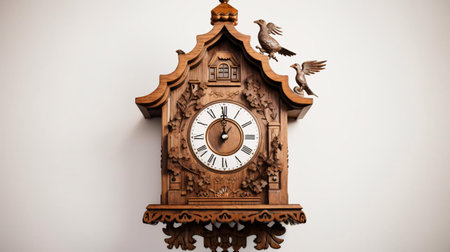 a clock with birds flying around itの素材