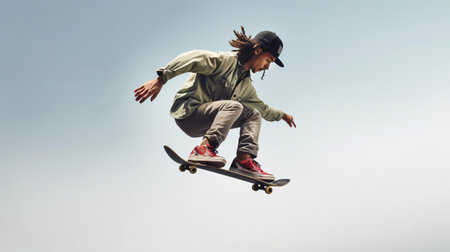 a man riding a skateboardの素材
