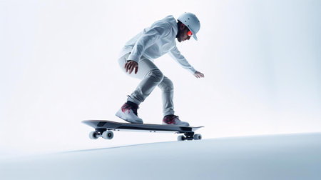 a kid riding a skateboardの素材