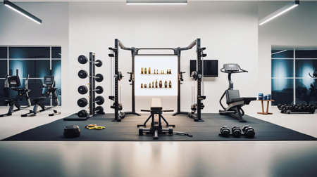a gym with exercise equipmentの素材