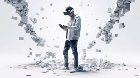 a man looking at a mapの素材