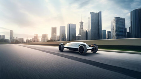 a race car driving on a roadの素材