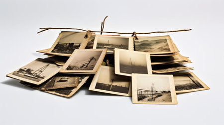 a stack of antique postcardsの素材