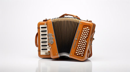 Photography of a solitary vintage accordionの素材