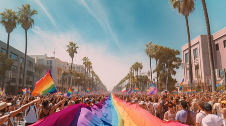 a crowd of people outsideの素材