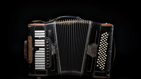 Photography of a solitary vintage accordionの素材