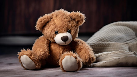 a stuffed bear on a bedの素材