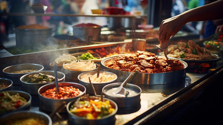 a person cooking food in a kitchenの素材