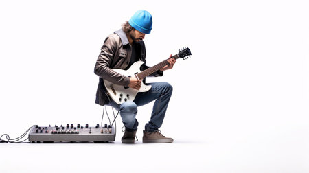 a man playing a guitarの素材