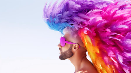 a person with colorful hairの素材