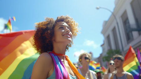a person with a rainbow flagの素材