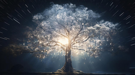 a tree with a large explosionの素材