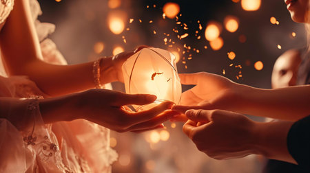 hands holding a light bulbの素材