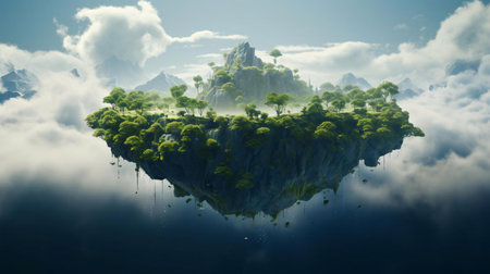 a small island in the middle of a body of waterの素材