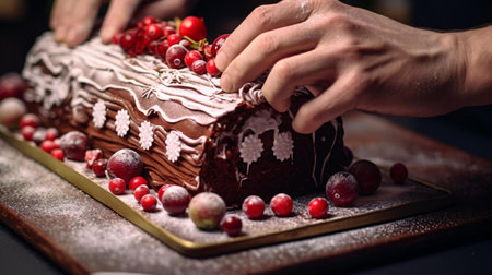 a person cutting a cakeの素材