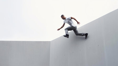 a man jumping in the airの素材