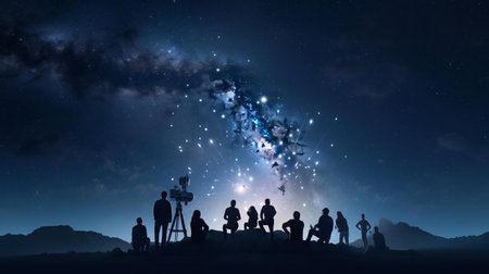 a group of people watching a space shuttle launchの素材