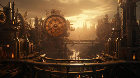 a clock tower in a cityの素材