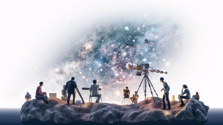 a group of people around a cameraの素材