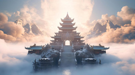 a large tower with boats in the waterの素材