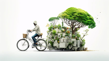 a man riding a bicycleの素材