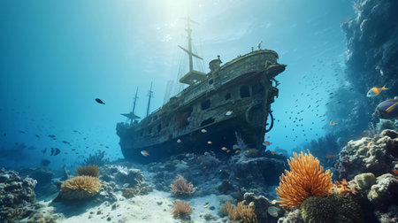 a large ship in the oceanの素材