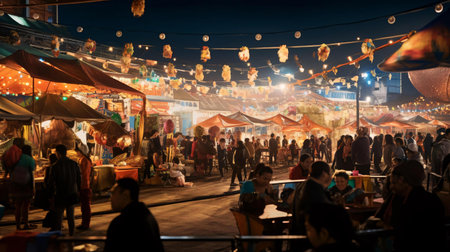 a group of people at an outdoor eventの素材