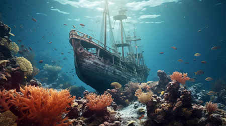 a school of fish swimming in the oceanの素材