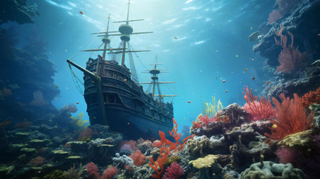 a ship in the waterの素材