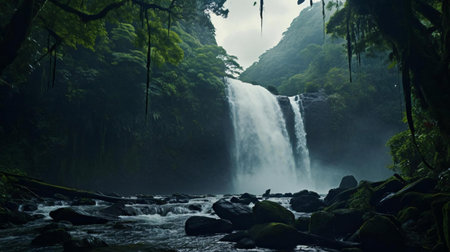 a waterfall in a forestの素材