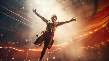 a person jumping in the airの素材