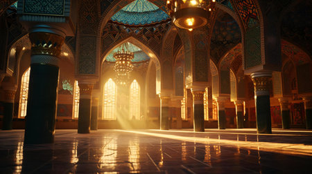 a large room with a large ceiling and many archesの素材