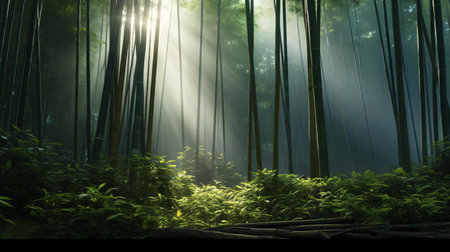 a forest with fogの素材