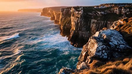 Cliffs of Moher at sunset, County Clare, Ireland.の素材