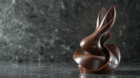 Chocolate Easter bunny on a black background. Copy space for text.の素材