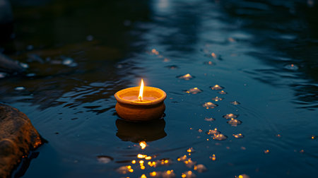 Candle light in the water with bokeh background, Thailand.の素材