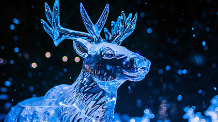 Deer statue in the rain, Christmas and New Year concept.の素材