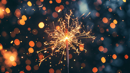 Christmas and New Year's sparkler on bokeh background.の素材