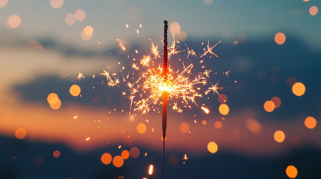 Burning sparkler on bokeh background. New year conceptの素材